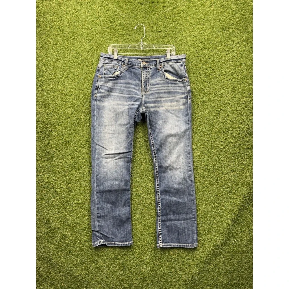 BKE Jeans Mens 34x30 Derek Boot Stretch Relaxed Fit Bootcut Buckle Casual Work